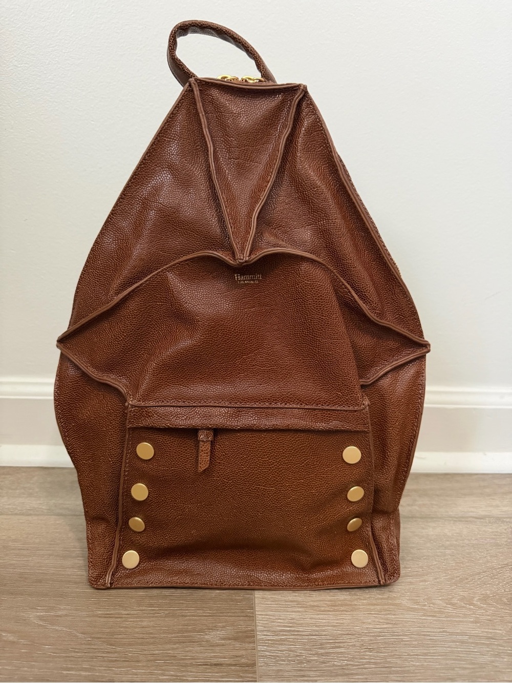 Hammitt Brown Leather Backpack with Gold Hardware